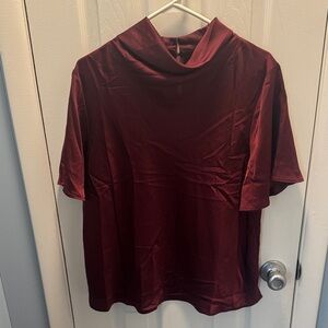 Ann Taylor Deep Burgundy Satin Blouse
